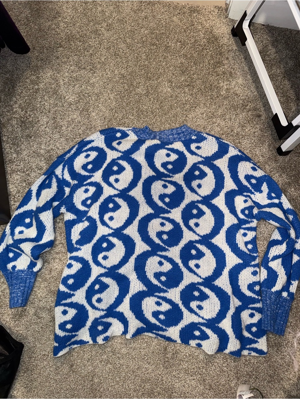 Blue & White Yin Yang Knit Sweater - Women